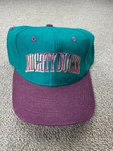 Mighty Ducks Hat The Game Fitted 7 3/8 Cap Teal Purple Anaheim Hockey jersey VTG - Picture 1 of 6