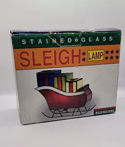 NIB VINTAGE Stained Glass Santa's Sleigh Lamp - Picture 1 of 3