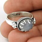 Gift For Her Natural Chalcedony Statement Ethnic Ring Size L 1/2 925 Silver E54