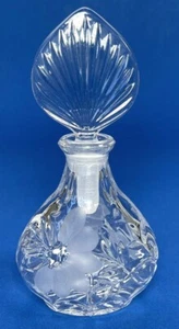 Vintage Etched Glass Perfume Bottle Dauber Fan Finial 6" Vanity Collectible - Picture 1 of 12