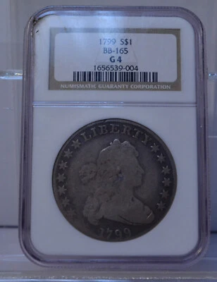 1799 $1 DRAPED BUST SILVER DOLLAR BB-165 NGC G4 90% FINE SILVER COIN - Image 1 of 4