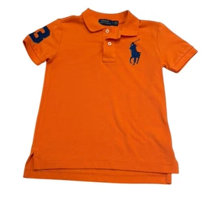 Polo Ralph Lauren Boys' Orange Big Pony Solid Mesh Polo Shirt 3 Sleeve Size 5 - Picture 1 of 5