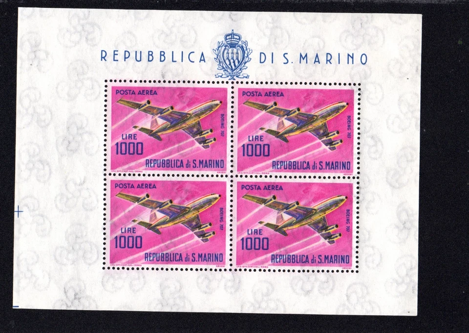 SG76 SAN MARINO 1964 Sheetlet avión moderno Michel 801 MNH Foto 1 de 1