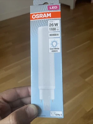 Osram LED Dulux T/E 10W = 26W GX24q-3 1100lm 840 4000K Neutral White HF&AC Mains - Image 1 of 2