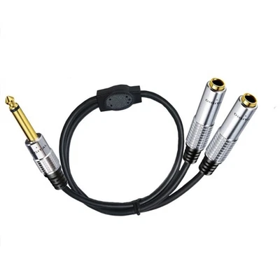 6.35mm Stereo Male Plug to Double 6.35mm Female Plug Speaker Cable Splitter - Image 1 of 4