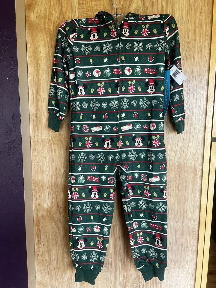 Pijama de una pieza de Navidad Mickey de los parques de Disney con capucha orejas de Mickey juvenil talla 4 XS Foto 1 de 3