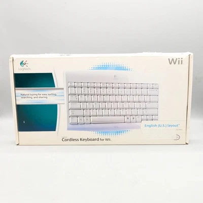 New 2008 Nintendo Wii Logitech Cordless Wireless Keyboard White - Image 1 of 4