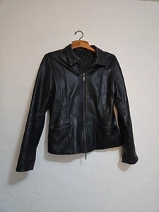 VINTAGE VERA PELLE LEATHER JACKET SIZE L BLACK BUTTERY LEATHER ZIP GORGEOUS! - Picture 1 of 14
