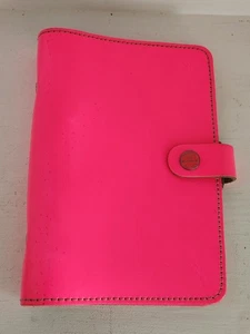 Filofax The Original Hot Pink Personal Organizer Leather Planner 6-ring - Picture 1 of 8