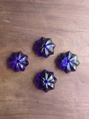 Manija de perilla de puerta estrella de vidrio azul cobalto de colección, sin herrajes, lote de 4 Foto 1 de 4