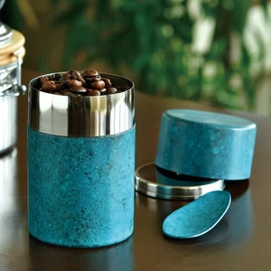 ORI-EN Artisan Blue Tea Canister L | Japanese Stainless Steel 270ml Handcrafted - Picture 1 of 2