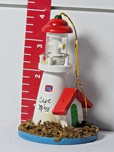 Vintage 1984 Kurt Adler Wood Lighthouse& Christmas Tree Ornament - Picture 1 of 4
