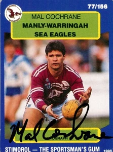 Signed 1990 Manly Sea Eagles NRL Stimorol Scanlens Card - Mal Cochrane - Picture 1 of 3