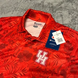 Champion Houston Cougars UH rot Blumendruck Performance neu mit Etikett Poloshirt Herren M - Bild 1 von 5