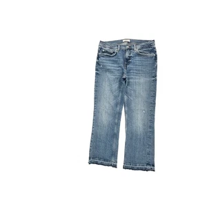 Zara Crop Distressed roher Saum Damengröße 6 dunkle Waschung blau Denim Jeans - Bild 1 von 5