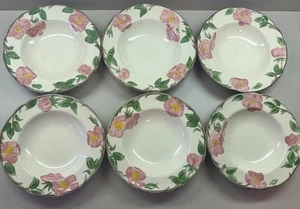6 Vintage Franciscan Desert Rose England Rim Soup Salad Bowls 8 3/8" Flying F - Picture 1 of 4