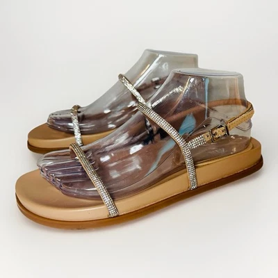 Sandalias planas ZARA *NUEVAS* con tiras de estrás color tostado desnudo para mujer EU 37 US 6.5 Foto 1 de 4