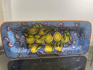 "Plato de cerámica vintage de 22"" Ravello Limoni Limons Italia" - Imagen 1 de 12