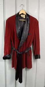 Chaqueta de fumar roja/negro vintage para hombre de los años 40 STATE O MAINE MEIER & FRANK PORTLAND - Imagen 1 de 13