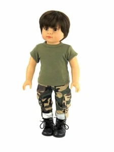 Doll Clothes 18" Pants Camouflage Top Olive Green Fits American Girl & Boy Dolls - Picture 1 of 7