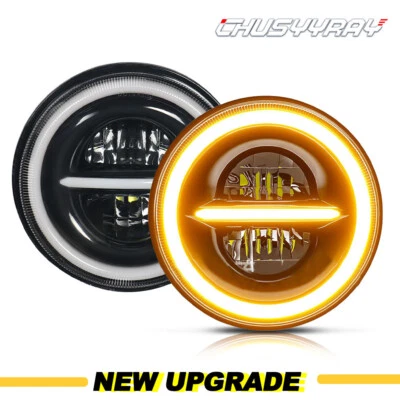 7"Inch LED Headlight Halo DRL +Amber Turn LIGHT fit Chevy C10 Pickup Truck 69-74 - Image 1 of 4