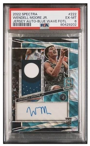 2022-23 Spectra Wendell Moore Jr #222 Trikot Auto - Blue Wave FOTL/30 RC PSA 6 - Bild 1 von 3