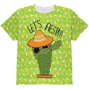 Cinco de Mayo Dabbing Cactus Let's Fiesta Party All Over Youth T Shirt - Picture 1 of 1