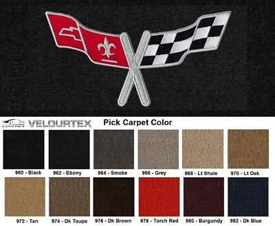 Lloyd Mats Velourtex C3 Corvette Crossed Flags Logo Floor Mats (1977-1979)    - Imagem 1 de 4