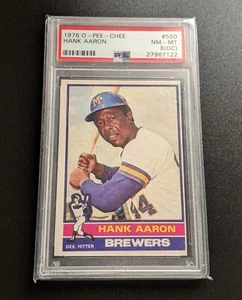 1976 O-Pee-Chee Hank Aaron PSA 8 OC #550 Vintage Baseball HOF LAST CARD LOW POP! - Picture 1 of 2