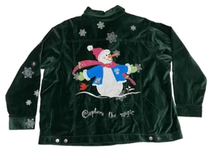 Quacker Factory Christmas Capture The Magic Green Velvet Jacket 2XL Shacket - Picture 1 of 9