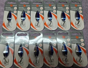 12 Pack, South Bend Kast A Way Shud-L Spoon 1/4 oz Blue Chrome SBKM14-CHB, NEW - Picture 1 of 3