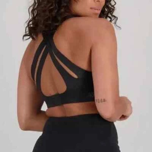 NWT New Balance NB Fortiflow Black Bra Strappy Back Sz 38DD High Impact - Picture 1 of 5