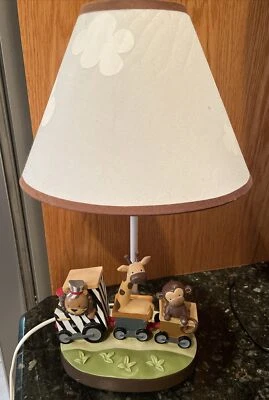 Lambs & Ivy Nursery Kids Lamp Zoo Jungle Animals Giraffe Lion Monkey Train 15” - Image 1 of 4