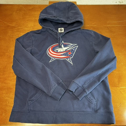 Columbus Blue Jackets Sweatshirt Men Medium Blue Long Sleeve Pullover Hoodie NHL Cover