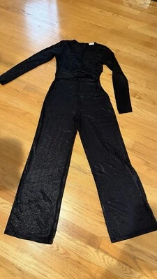 Agaci black Shiny retro Jumpsuit Size M Made Usa - Image 1 of 4