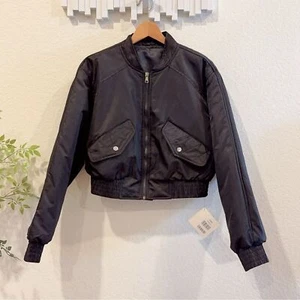 J.ING Black Bomber Jacket Outwear NWT Size L - Picture 1 of 7
