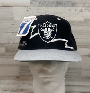Vintage Logo 7 Oakland Raiders Sharktooth Wrap Around Rare Snapback Hat NFL NWT - Picture 1 of 12