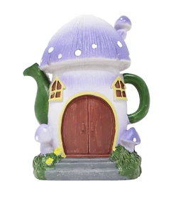 Fairy Garden Mushroom House Purple Teapot 4.5" gnome - Picture 1 of 4