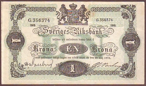SWEDEN 1 Krona 1915 - Picture 1 of 2