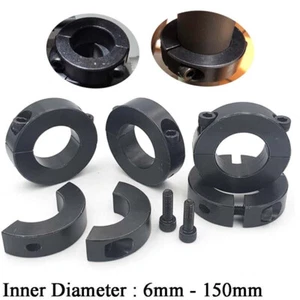Black 45# Steel Clamp Collar Double Split 6mm To 150mm Shaft Collar With Bolts - Picture 1 of 12