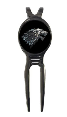 GOT House Stark Game of Thrones Golf Ball Marker + Black Gunmetal Divot Tool