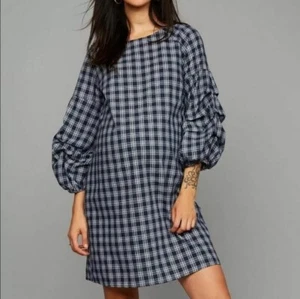 J.O.A. Maternity Dress XS Blue Plaid Western Autumn Harvest Festival Business - Picture 1 of 15