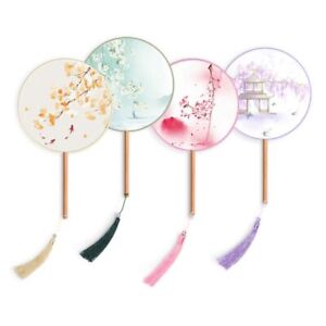 Ink Painting Round Hand Fan Chinese Style Embroidery Fan  for Dance