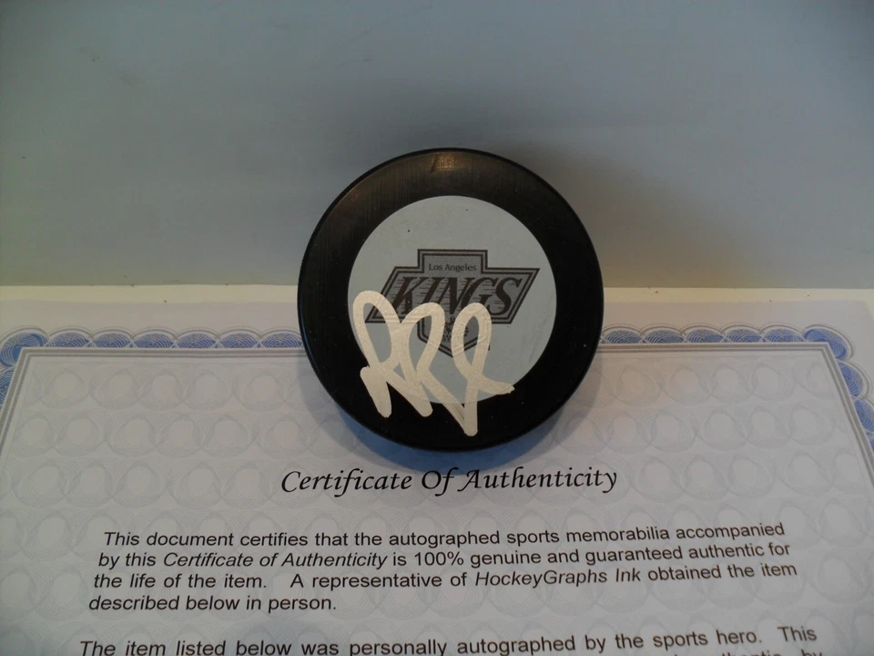 Disco Los Angeles Kings autografado assinado por Rob Blake - Logotipo vintage disco certificado de autenticidade - Imagem 1 de 1