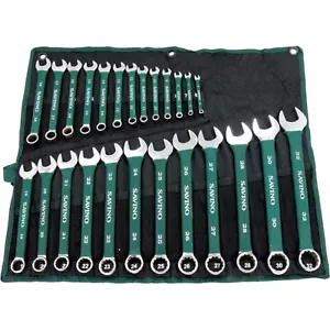 COMBINATION SPANNER METRIC SET SOFT GRIP 6-32mm OPEN RING + ROLL 25PC - Picture 1 of 10