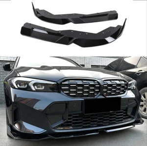 Para 2023-24 BMW Serie 3 G20 G28 negro brillante estilo MP divisor de labios delantero parachoques - Imagen 1 de 16