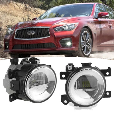 Fit 2014-2021 Infiniti Q50 QX60 QX80 Q70 Q70L Front LED Fog Lights Lamps Pair - Image 1 of 4