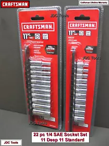 CRAFTSMAN 22 Stck. 1/4 Antrieb SAE Deep Std. Ratsche Schraubenschlüssel Steckschlüsselsatz 6pt 42 47 21 - Bild 1 von 4