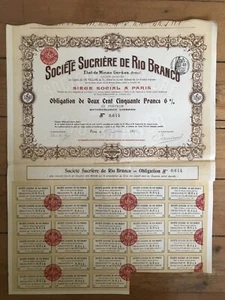Société Sucrière de RIO BRANCO (MINAS GERAES - BRESIL) (G2) - Picture 1 of 1
