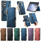 Fr Samsung Galaxy Z Fold 5 4 3 Retro Leather Removable Magnetic Zipper Wallet